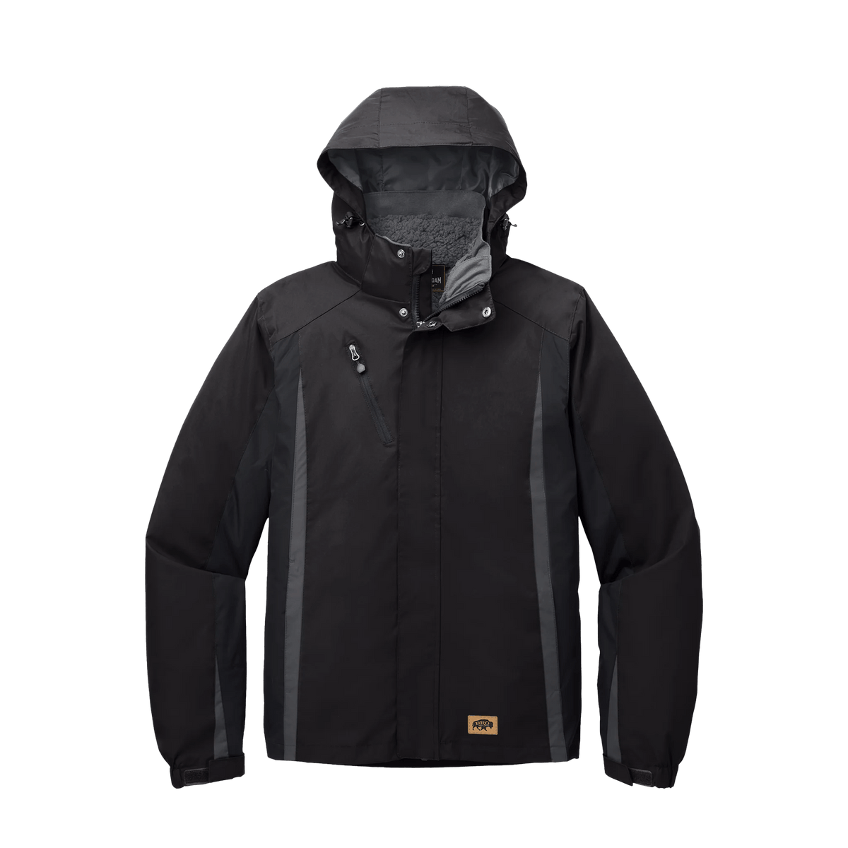 BRO 3-in-1 Waterproof Two-Tone Work Jacket in Black and Magnet – front view