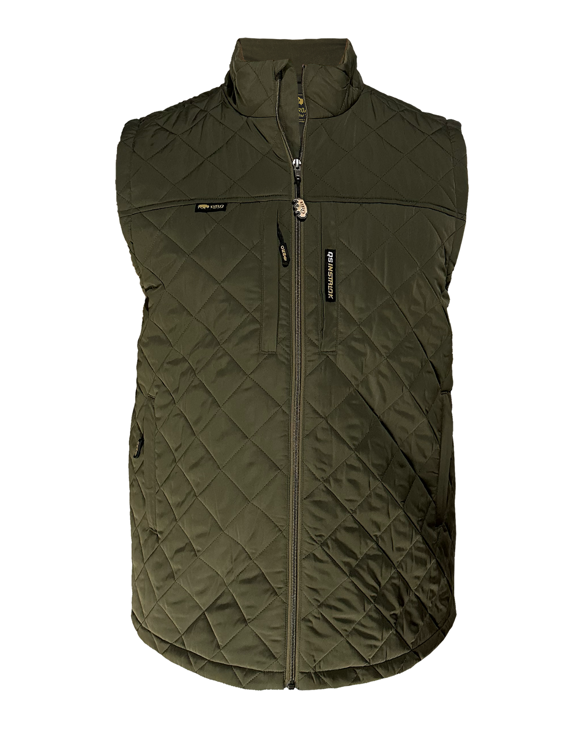 Steward Diamond-Quilted Vest in BRO Green