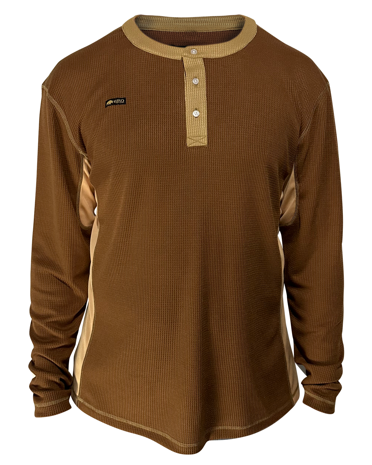 Badlands BROFLEX™ Work Henley in BRO Brown with Prairie Khaki trim