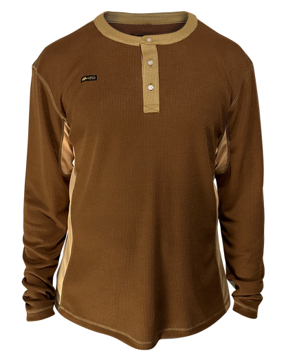 Badlands BROFLEX™ Work Henley in BRO Brown with Prairie Khaki trim