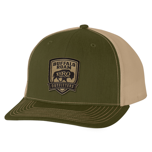BRO Shield Leather Patch Trucker Hat in Green