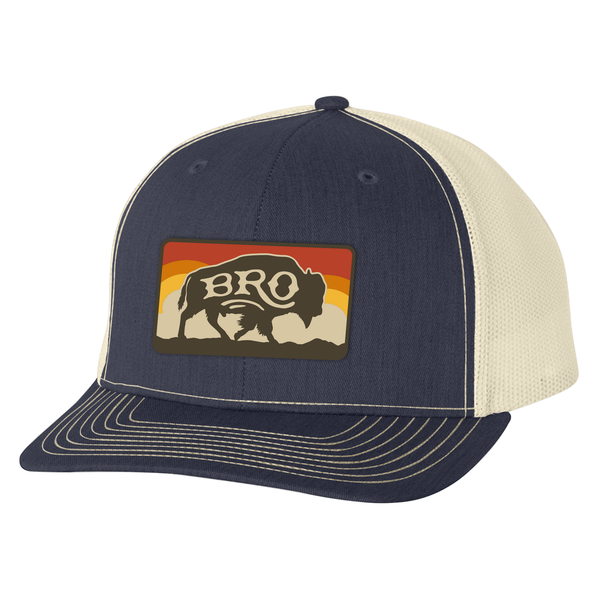 BRO Sky Buffalo Patch Trucker Hat in Blue