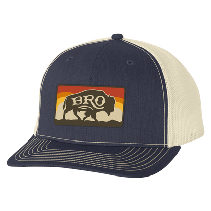 BRO Sky Buffalo Patch Trucker Hat in Blue