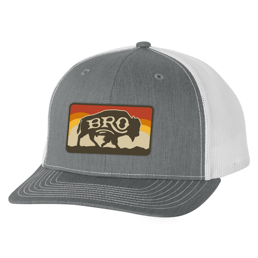 BRO Sky Buffalo Patch Trucker Hat in Gray