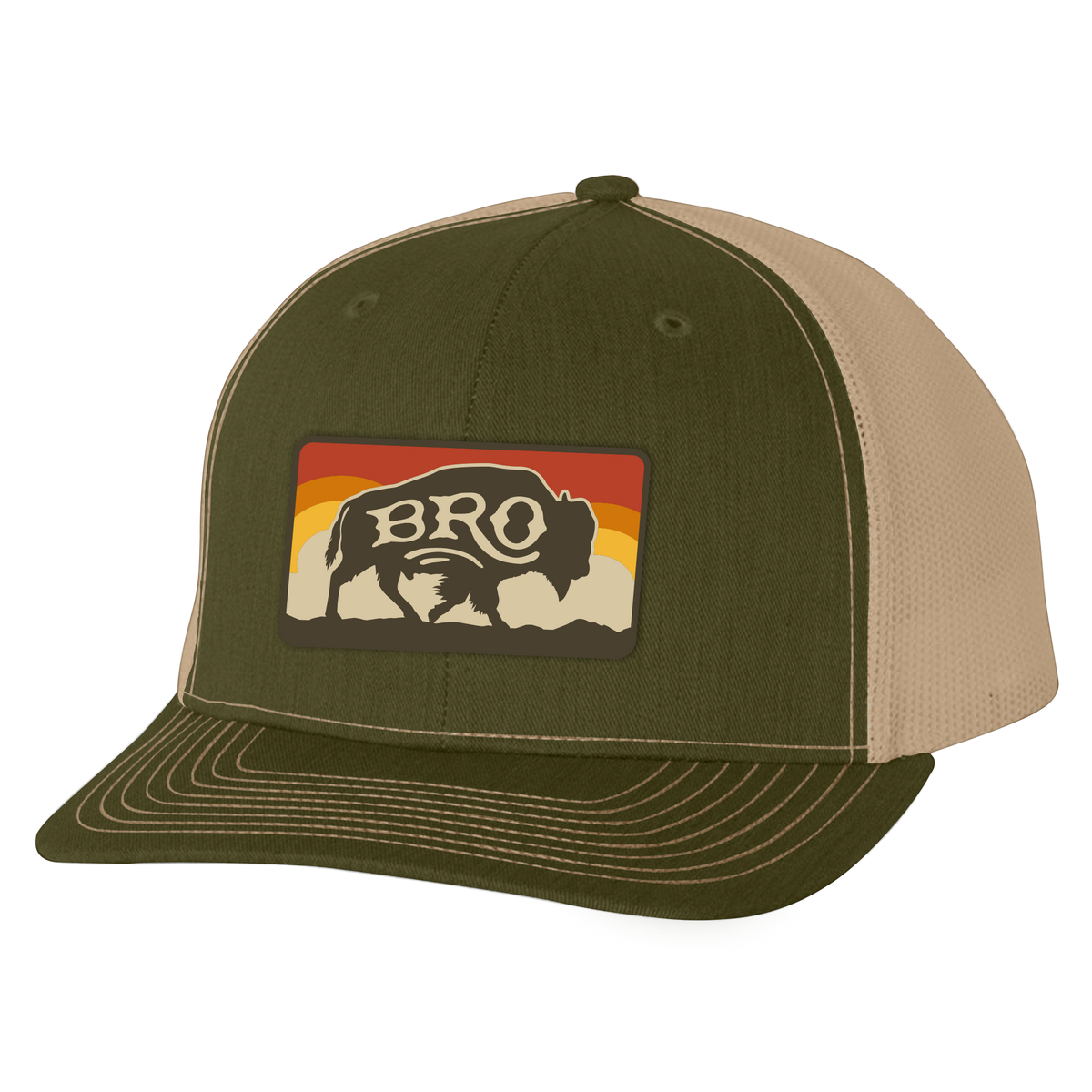 BRO Sky Buffalo Patch Trucker Hat in Green