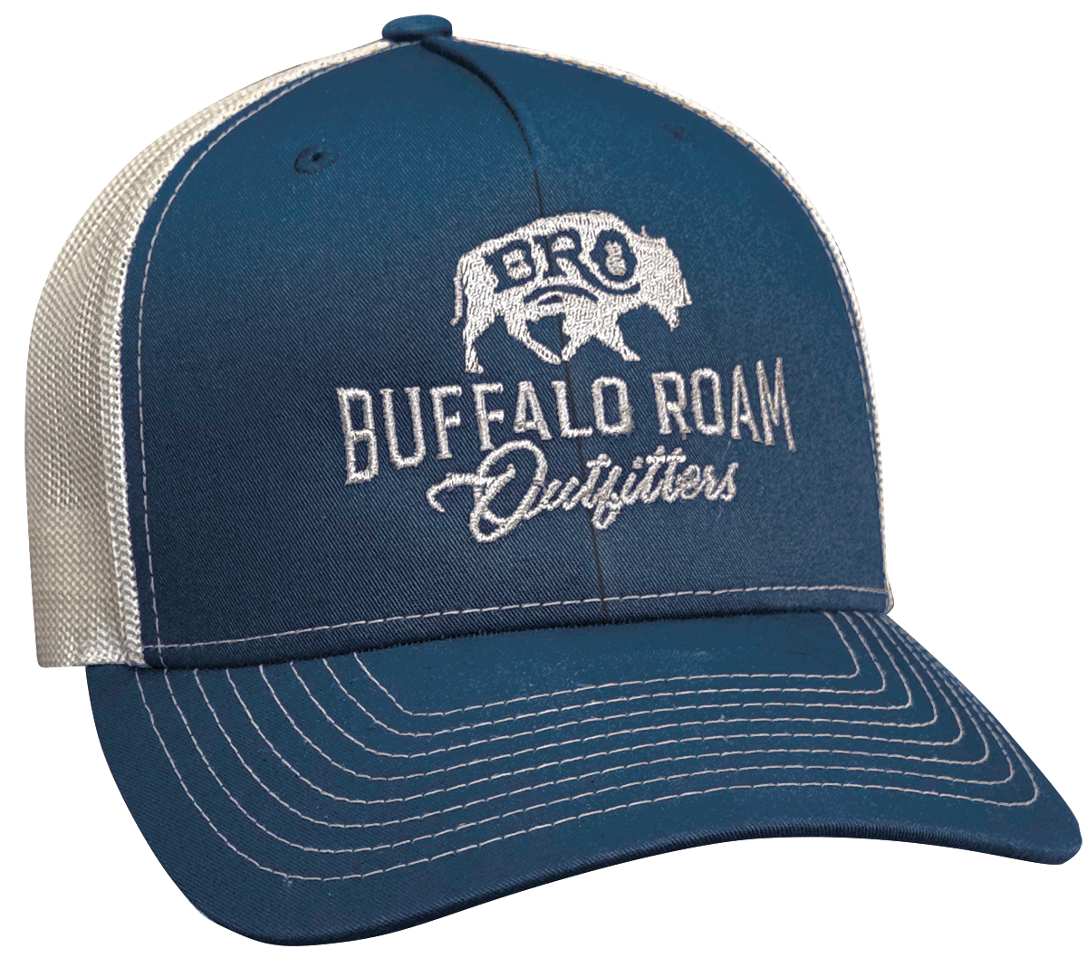 BRO Embroidered Logo Trucker Hat in Blue