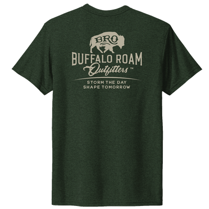 BRO Logo Short Sleeve Tee in Black Forest, back graphic