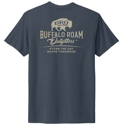 BRO Logo Short Sleeve Tee in Legion Blue, back graphic