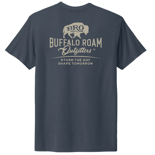 BRO Logo Short Sleeve Tee in Legion Blue, back graphic