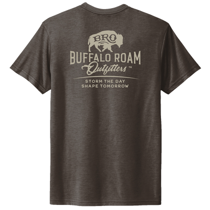 BRO Logo Short Sleeve Tee in Macchiato, back graphic