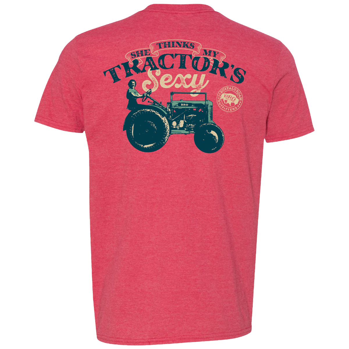 She Thinks My Tractor’s Sexy Graphic T-Shirt in Vintage Red, front
