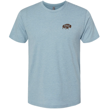 BRODEO Short Sleeve Graphic T-Shirt in Stonewash Denim, front