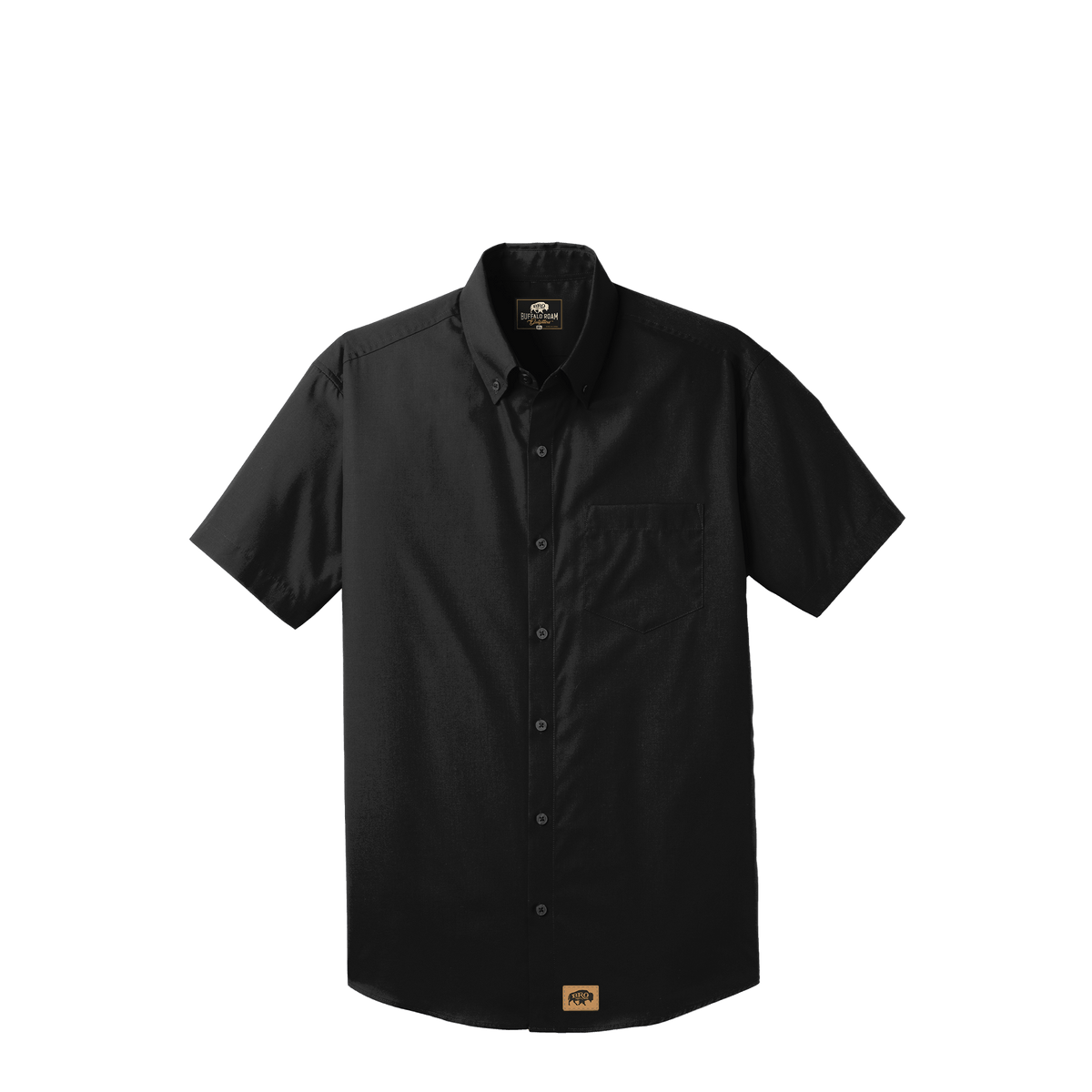 BRO Short Sleeve Classic Button-Down Work Shirt in Black – front view