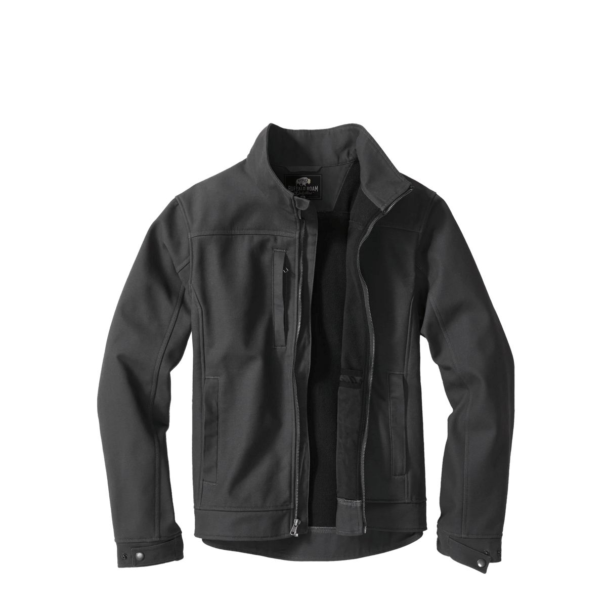BRO Duck Bonded Soft Shell Work Jacket in Charcoal – open front view