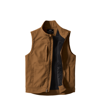 BRO Duck Bonded Soft Shell Work Vest in Duck Brown – open front view