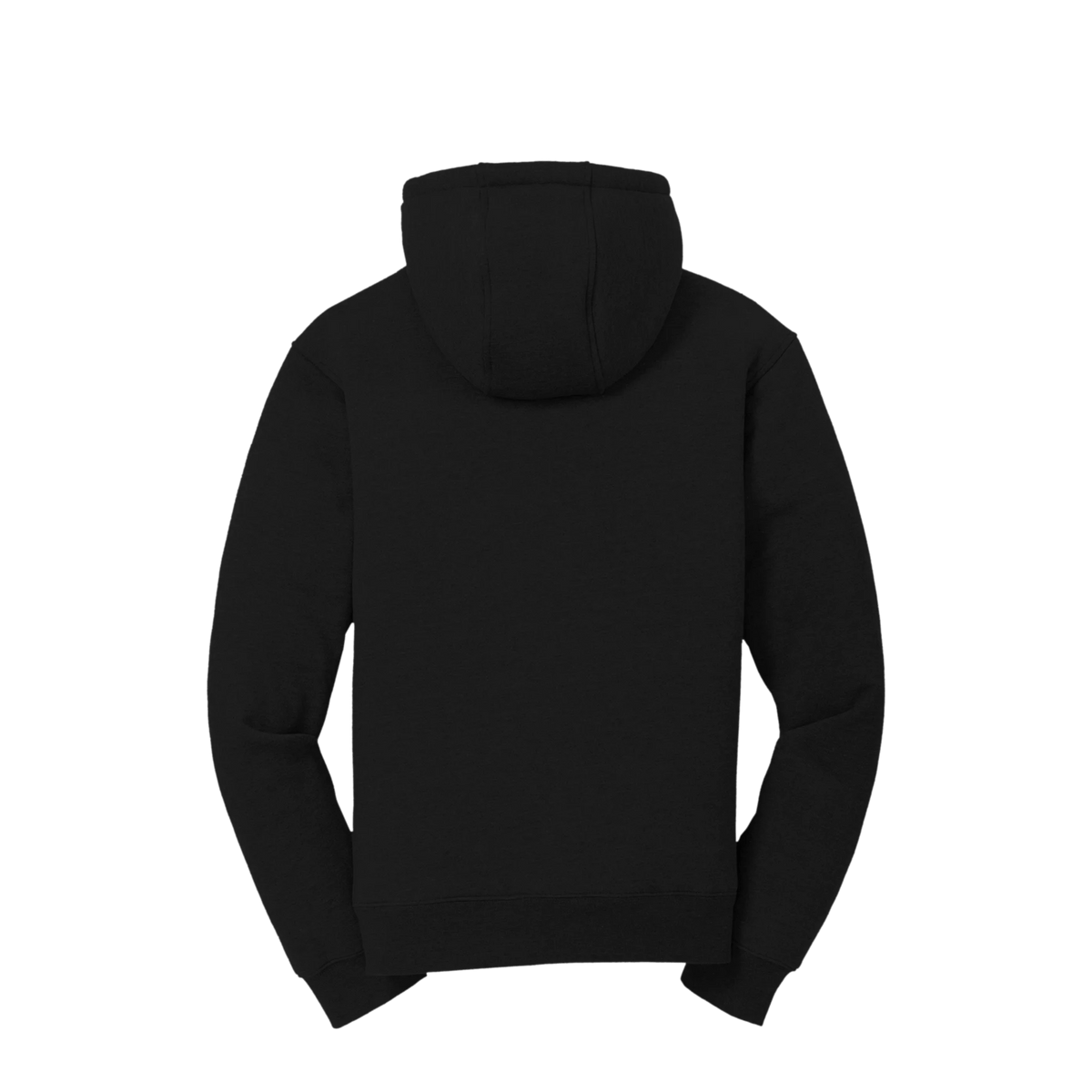 BRO Heavyweight Full-Zip Fleece Hoodie in Black – back view