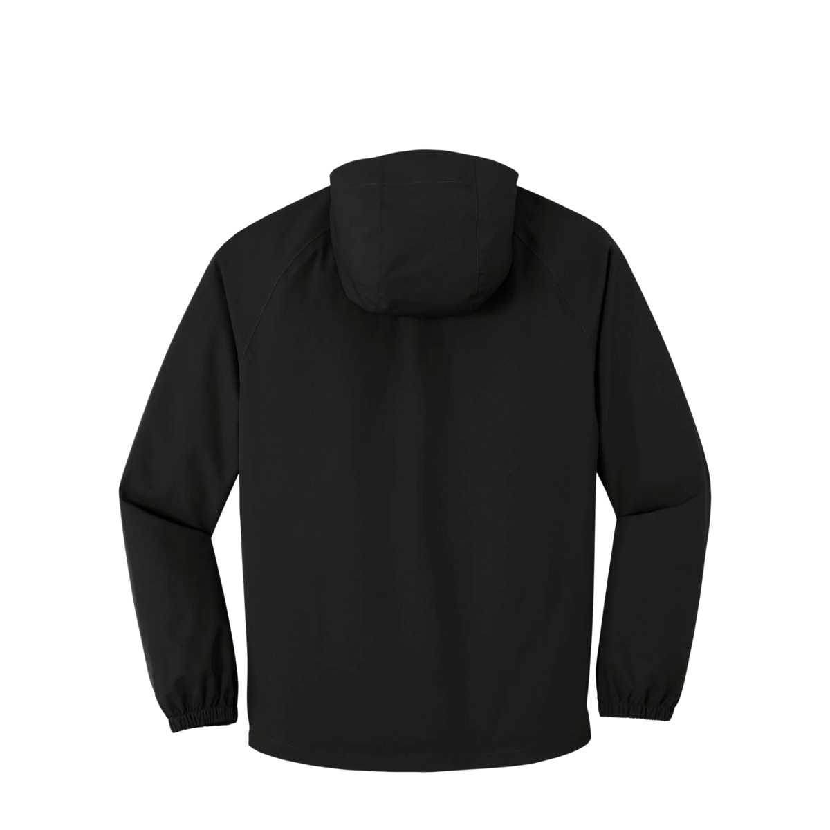 BRO Lightweight Waterproof Rain Jacket in Deep Black – back view