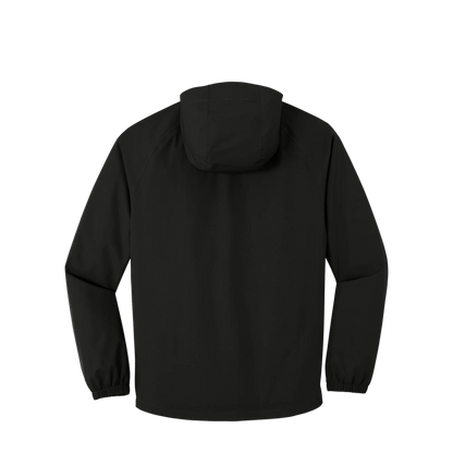 BRO Lightweight Waterproof Rain Jacket in Deep Black – back view