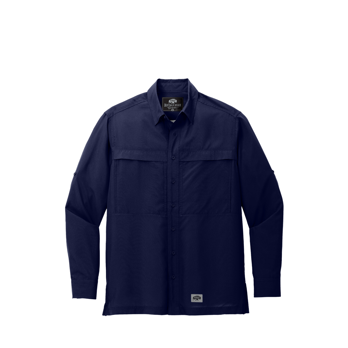 BRO Long Sleeve Daybreak UV Vented Shirt in True Navy – front view