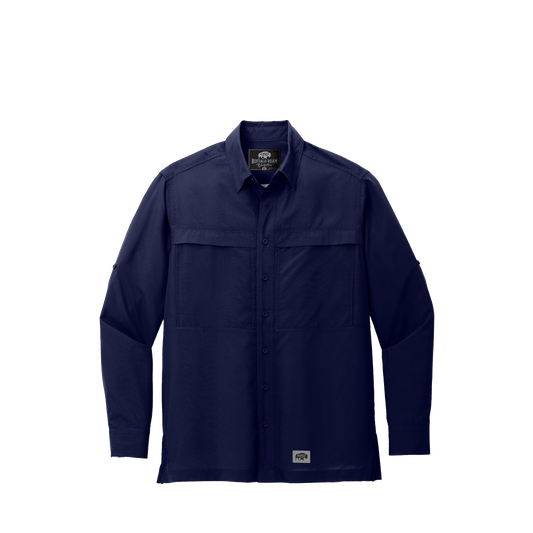 BRO Long Sleeve Daybreak UV Vented Shirt in True Navy – front view