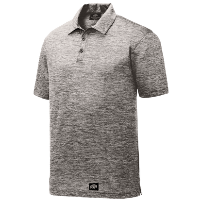 BRO Heathered Polo Shirt in Black – three-quarter view