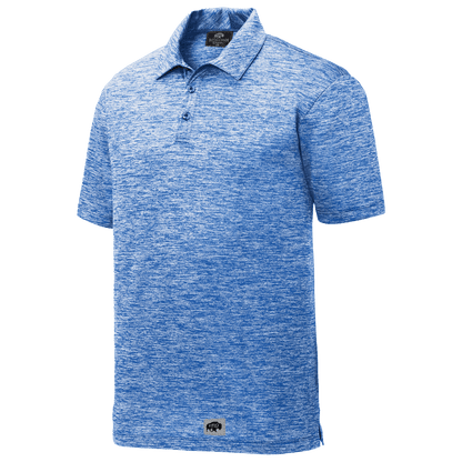 BRO Heathered Polo Shirt in Royal Blue – three-quarter view