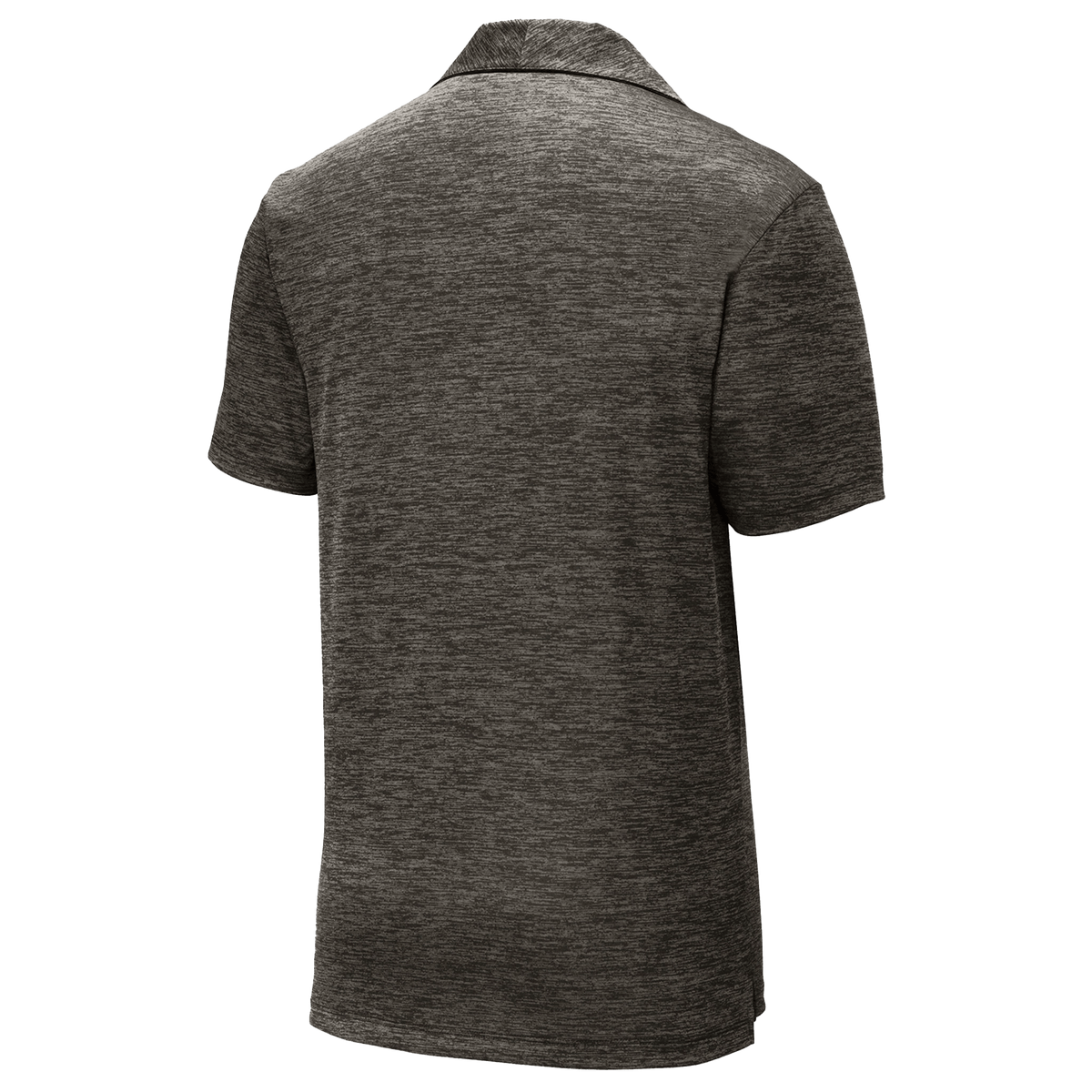BRO Heathered Polo Shirt in Black Electric – back three-quarter view