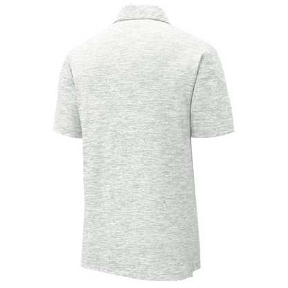 BRO Heathered Polo Shirt in Silver Electric – back three-quarter view
