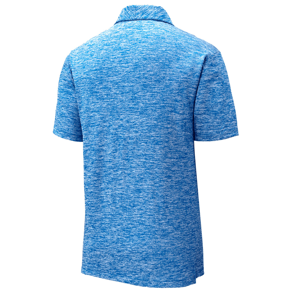 BRO Heathered Polo Shirt in Royal Blue – back three-quarter view