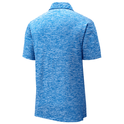 BRO Heathered Polo Shirt in Royal Blue – back three-quarter view