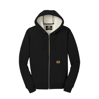 BRO Heavyweight Full-Zip Fleece Hoodie in Black – front view
