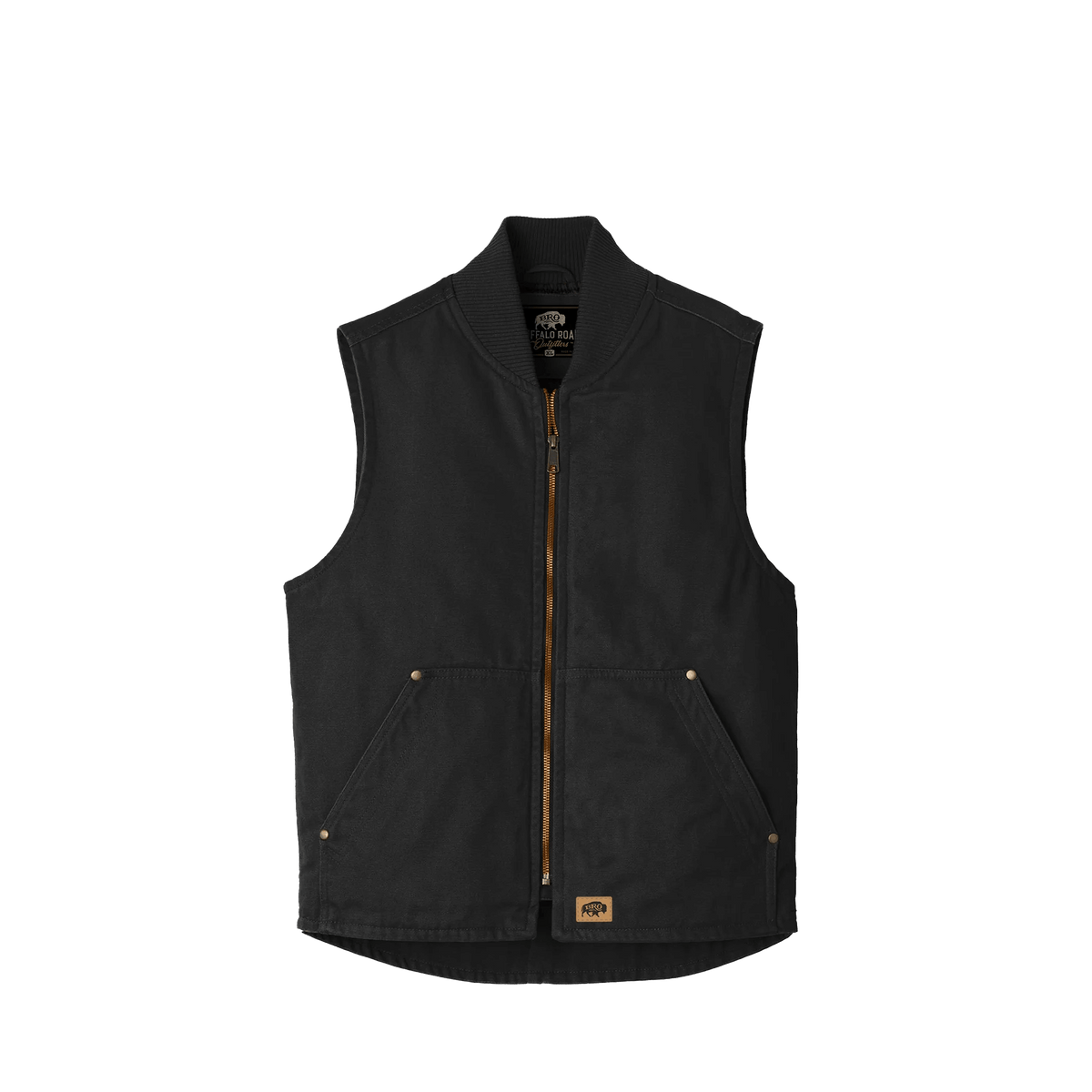 BRO Insulated Duck Work Vest in Black – front view