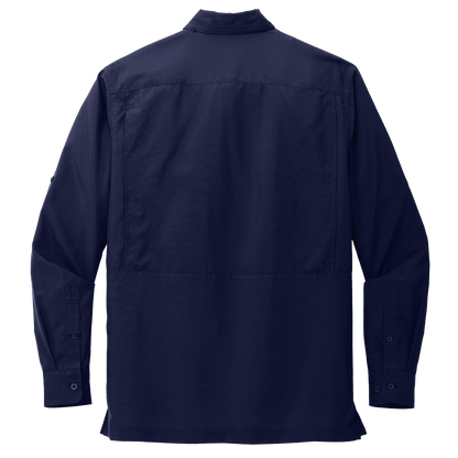 BRO Long Sleeve Daybreak UV Vented Shirt in Navy – back view