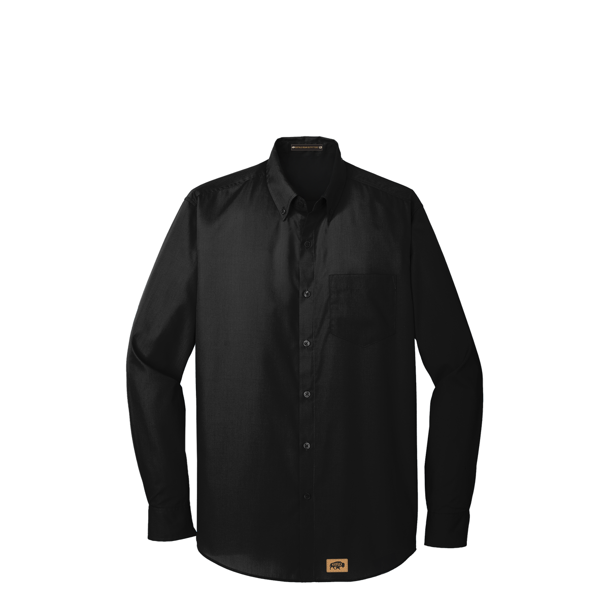 BRO Long Sleeve Standard Button-Down Work Shirt in Black – front view