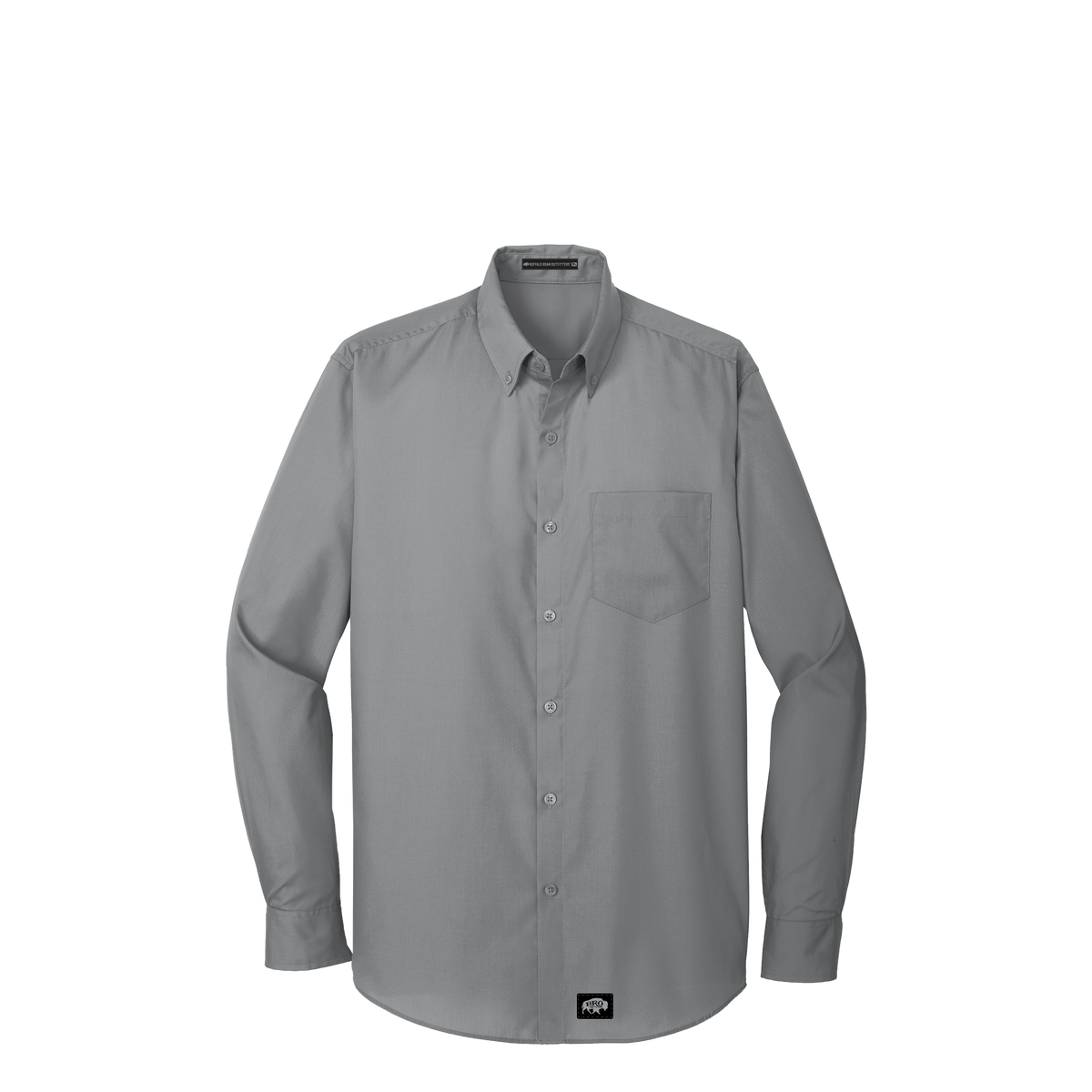 BRO Long Sleeve Standard Button-Down Work Shirt in Grey – front view