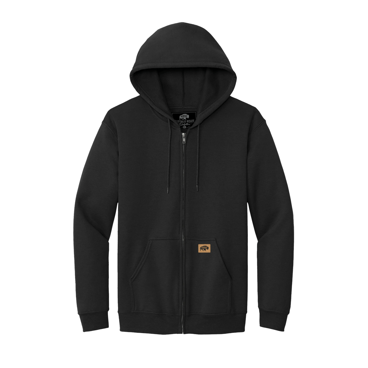 BRO Midweight Full-Zip Hoodie in Black – front view