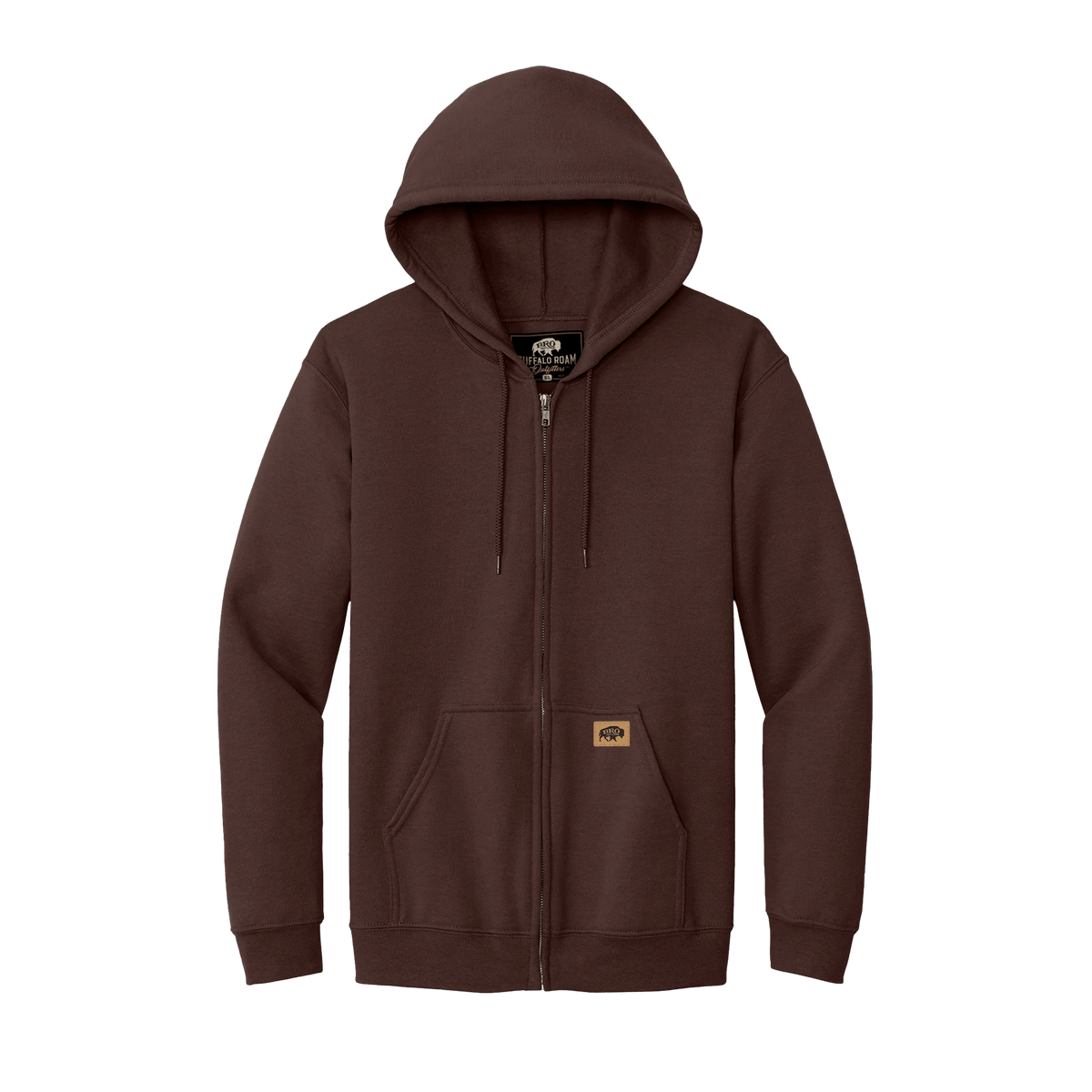 BRO Midweight Full-Zip Hoodie in Dark Chocolate – front view