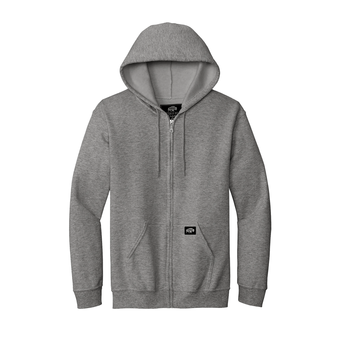 BRO Midweight Full-Zip Hoodie in Grey – front view