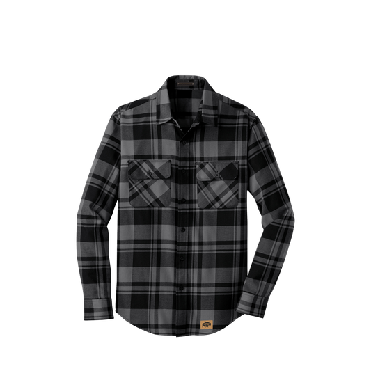 BRO Mixed Flannel Shirt in Black and Grey plaid – front view
