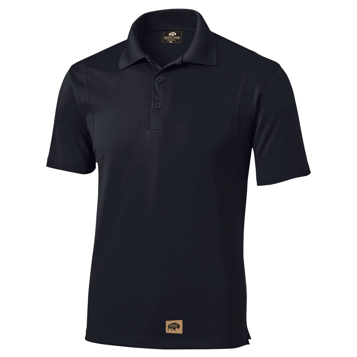 BRO Performance Polo Shirt in Black – front three-quarter view