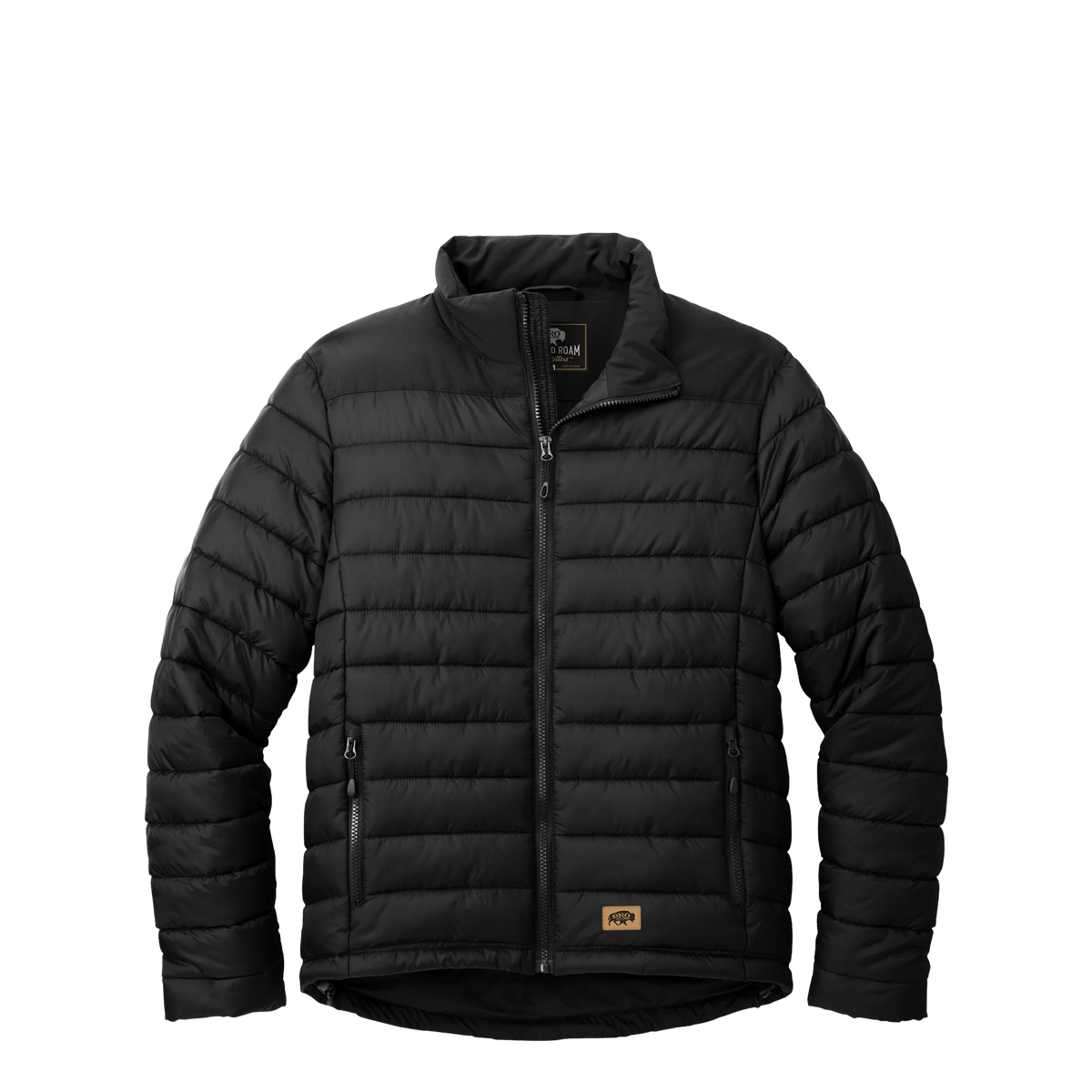 BRO Lightweight Insulated Puffer Jacket in Black – front view