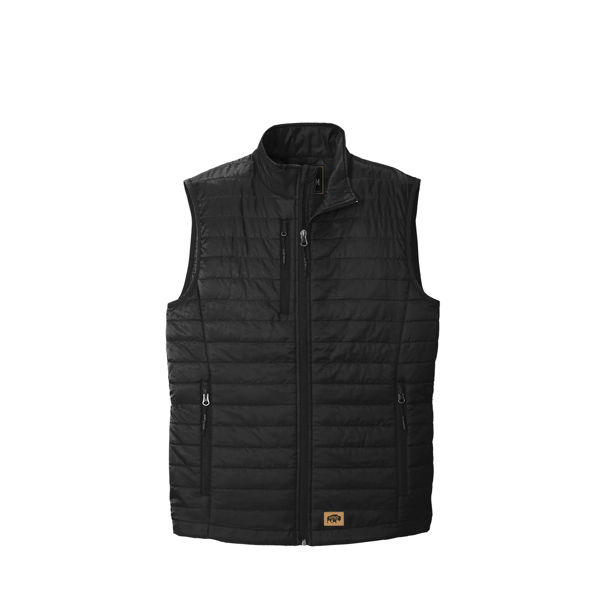 BRO Lightweight Insulated Puffer Vest in Black – front view