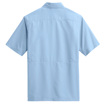 BRO Short Sleeve Daybreak UV Vented Shirt in Light Blue – back view