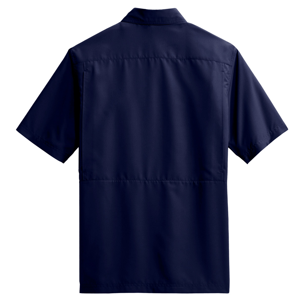 BRO Short Sleeve Daybreak UV Vented Shirt in Navy – back view