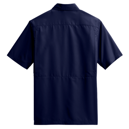 BRO Short Sleeve Daybreak UV Vented Shirt in Navy – back view
