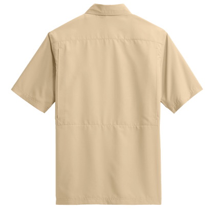 BRO Short Sleeve Daybreak UV Vented Shirt in Oat – back view