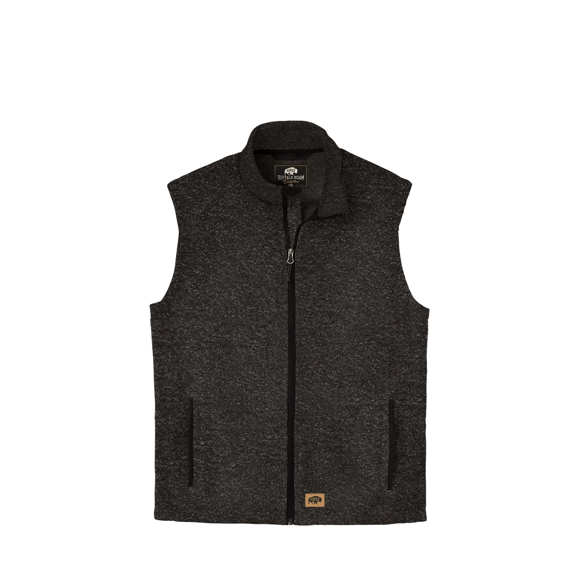 BRO Sweater Fleece Vest in Heather Black – front view
