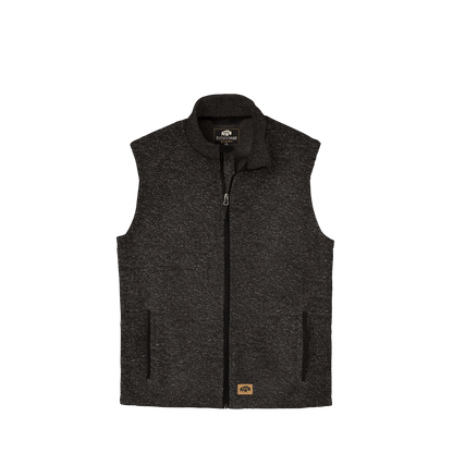 BRO Sweater Fleece Vest in Heather Black – front view