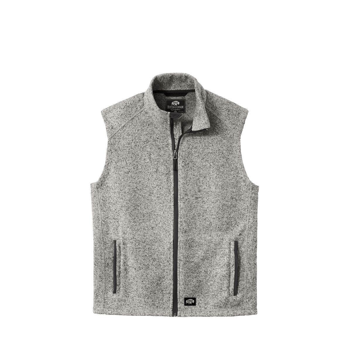 BRO Sweater Fleece Vest in Heather Grey – front view