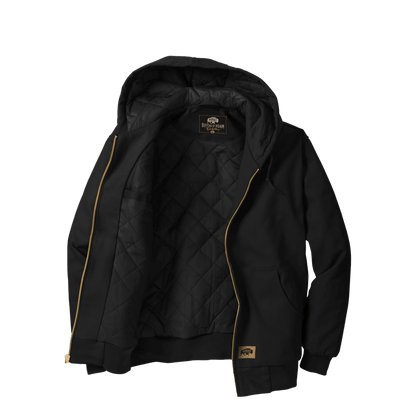 BRO Insulated Hooded Duck Work Jacket in Black – angled front view